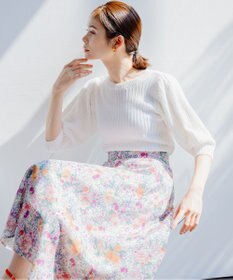 組曲 S 【洗える・シワになりにくい】フルラージュプリント スカート