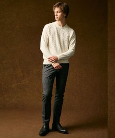 JOSEPH ABBOUD 【キングサイズ・ウエストも伸びる!オーガニックコットン使用】ムリネへリンボンストレッチ パンツ