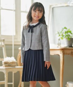 組曲 KIDS 【110-140㎝】グレンチェックジャケット＆プリーツワンピース セット ネイビー×チェック系