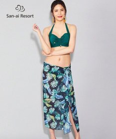 San-ai Resort（三愛水着楽園） 【SALE】【San-ai Resort】リーフ柄 パレオワンピース M