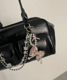 WEGO ダブルパールリボンキーホルダー