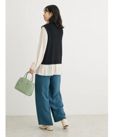 Green Parks とろみ布帛ドッキングニットチュニック