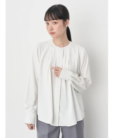 earth music&ecology ノーカラーフロントタックブラウス