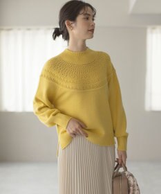 組曲 【WEB限定カラーあり】透かし編みバルキーハイネックニット