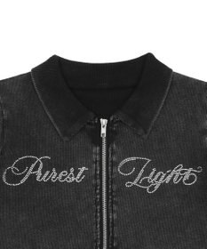 WEGO ラインストーンロゴWZIPトップス