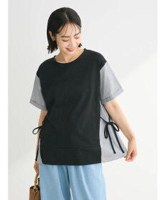 Green Parks 脇リボン５分袖布帛ドッキングプルオーバー