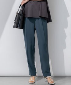 23区 【Oggi7月号掲載/吸水速乾/接触冷感/UVカット】ストレッチジョーゼット テーパード パンツ ダークグリーン系