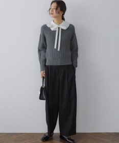 組曲 【WEB限定】ボウタイ付きフリルカラー ブラウス