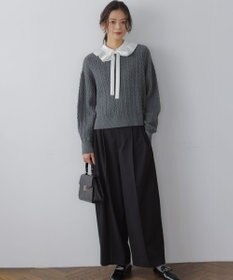 組曲 【WEB限定】ボウタイ付きフリルカラー ブラウス