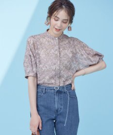 組曲 【WEB限定】フラワーボーダージャカードプリント ブラウス