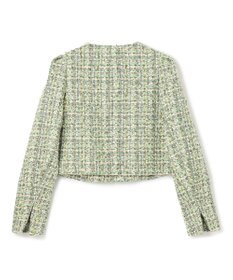 BEIGE， TEASEL / ノーカラーツイードショートジャケット