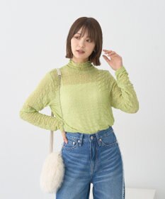 earth music&ecology ハイネックシアーうねうねプルオーバー