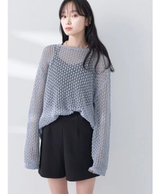 earth music&ecology メッシュ編みニットプルオーバー