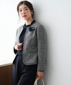 ANY SIS L ライトストレッチ ツイード ジャケット