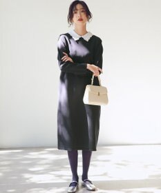 レースライク襟付きニットワンピース / 組曲 | ファッション通販