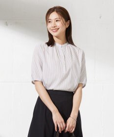 J.PRESS LADIES 【洗える】ドビー強撚ストライプ コクーンシルエット ブラウス