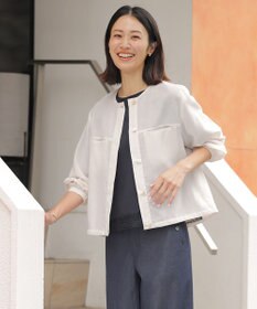 J.PRESS LADIES L 【季節の変わり目に】リネンシアースラブ ノーカラー ブルゾン