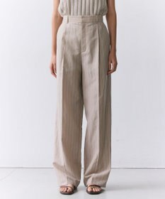 BEIGE， ERYTH / リネンストライプ タックワイドパンツ