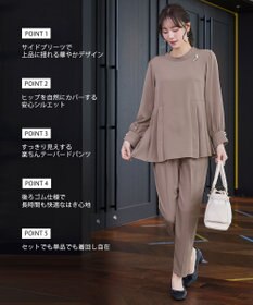 Tiaclasse 【ブラウス&パンツ2点セット】サイドプリーツブラウス×テーパードパンツ セットアップ