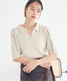 earth music&ecology ラインカラーポロニット