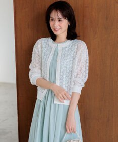 組曲 【先行予約・前後着用可】コットンフラワーレーシー カーディガン