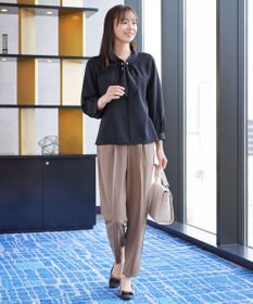 Tiaclasse 【ブラウス&パンツ2点セット】サイドプリーツブラウス×テーパードパンツ セットアップ