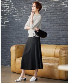 ICB L 【WEB限定カラーあり・洗える】ペーパーブレンドシャインニット 五分袖プルオーバー