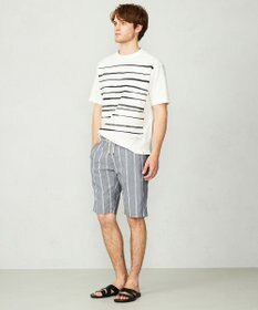 JOSEPH ABBOUD MOUNTAIN 【SPACE／UNISEX】スラブプレーティングボーダープリント Tシャツ