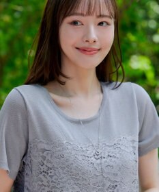 Tiaclasse L 【洗える】レースドッキングニットチュニック