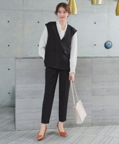 Tiaclasse 【ブラウス&ベスト&パンツ3点セット】リボンタイブラウス＋ベスト付き 3点セットアップ