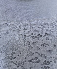 Tiaclasse L 【洗える】レースドッキングニットチュニック