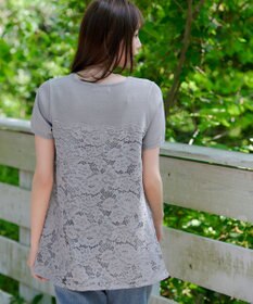 Tiaclasse L 【洗える】レースドッキングニットチュニック