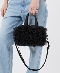 LeSportsac RUFFLE EVERYDAY SM SATCHEL/ブラックレースラッフル