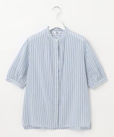 J.PRESS LADIES L 【洗える】綿キュプラコードストライプ バンドカラー ブラウス