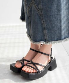 WEGO バルキーヒール細ストラップサンダル