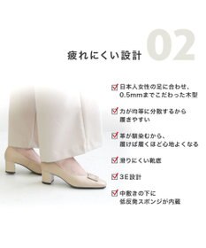 Pointer 日本製 バックルモチーフスクエアトゥパンプス