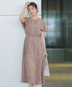 ANY SIS シアーパターン ワンピース ベージュ花柄