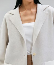 BEIGE， CHICORA / レザーポケット付きウールニットジャケット