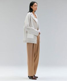 BEIGE， CHICORA / レザーポケット付きウールニットジャケット