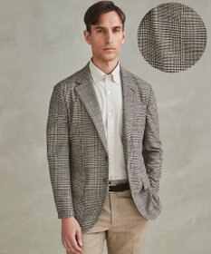 GOTAIRIKU 新柄【吸水速乾/ウォッシャブル】ノルマンディーリネン カーディガンジャケット＿グレンチェック柄