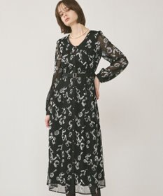 GRACE CONTINENTAL コスメフロッキープリントワンピース