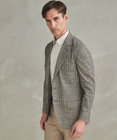 GOTAIRIKU 新柄【吸水速乾/ウォッシャブル】ノルマンディーリネン カーディガンジャケット＿グレンチェック柄