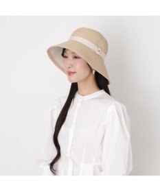 MOONBAT 【1級遮光/遮熱】FURLA(フルラ)クッションリボン ペーパーブレード 広つばハット 帽子 チャーム付き