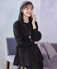 Tiaclasse 【ブラウス&パンツ2点セット】サイドプリーツブラウス×テーパードパンツ セットアップ