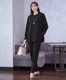 Tiaclasse 【ブラウス&パンツ2点セット】サイドプリーツブラウス×テーパードパンツ セットアップ