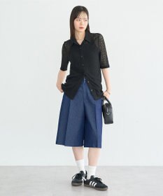 earth music&ecology ストレッチレース襟付シャツ