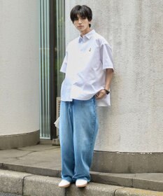 WEGO 【シワになりにくい】イージーケアオックスフォードワンポイントシャツ（S）