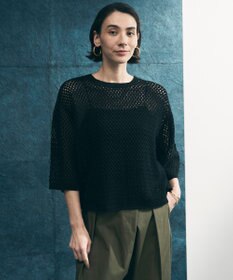 UNFILO L クロシェレースニット ハーフスリーブ プルオーバー