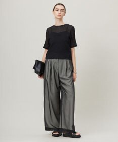 ICB 【洗える】 シャイニーサッカー クロップドトップス