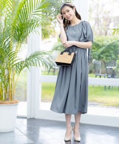 Tiaclasse 【洗える】麻調ギャザーワンピース